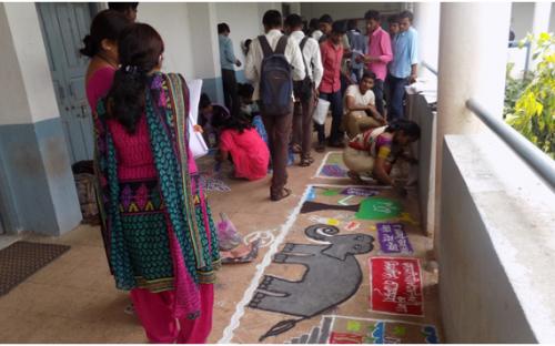 Rangoli competition on the occasion of wild life week