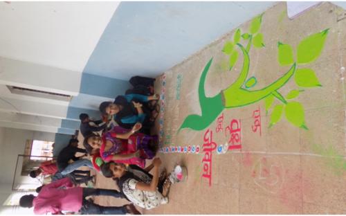 Rangoli competition on the occasion of wild life week